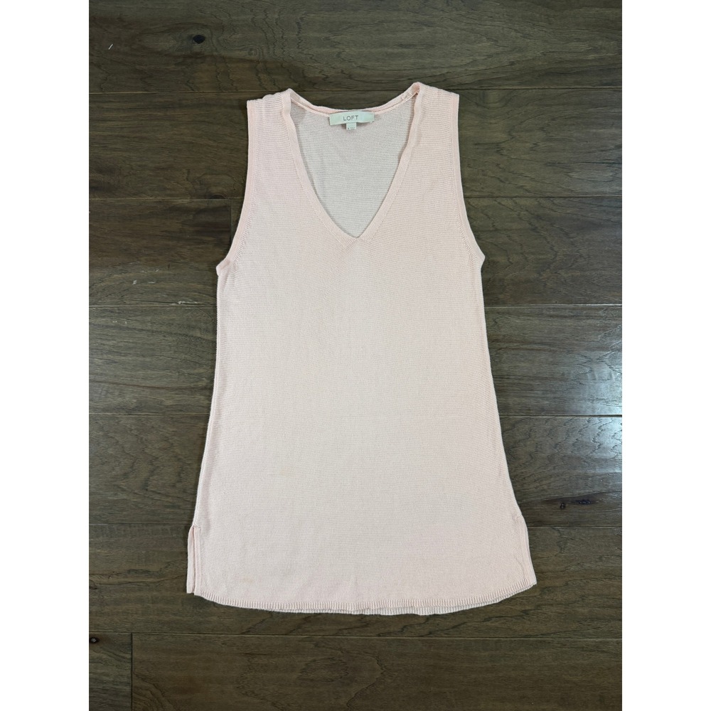 LOFT Womens Pale Pink V-Neck Sleeveless Knit‎ Sweater Tank Top Size M